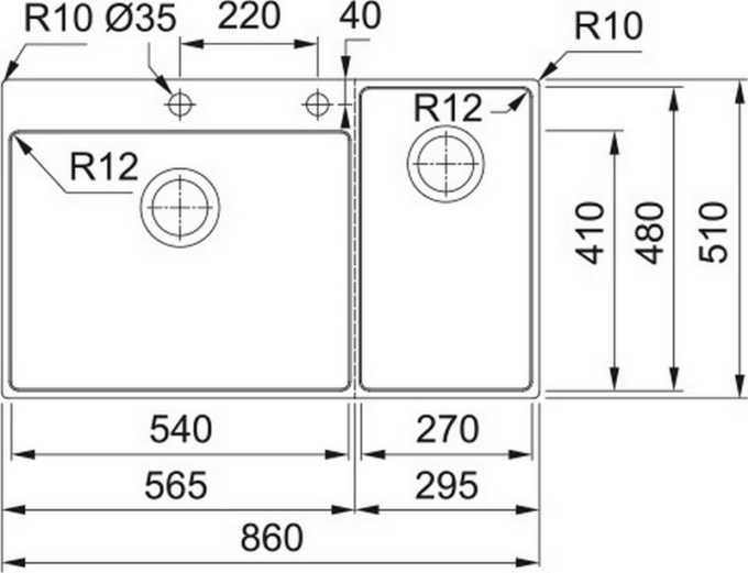 Box Center BWX 220 54 27 127.0538.259 Мойка стальная