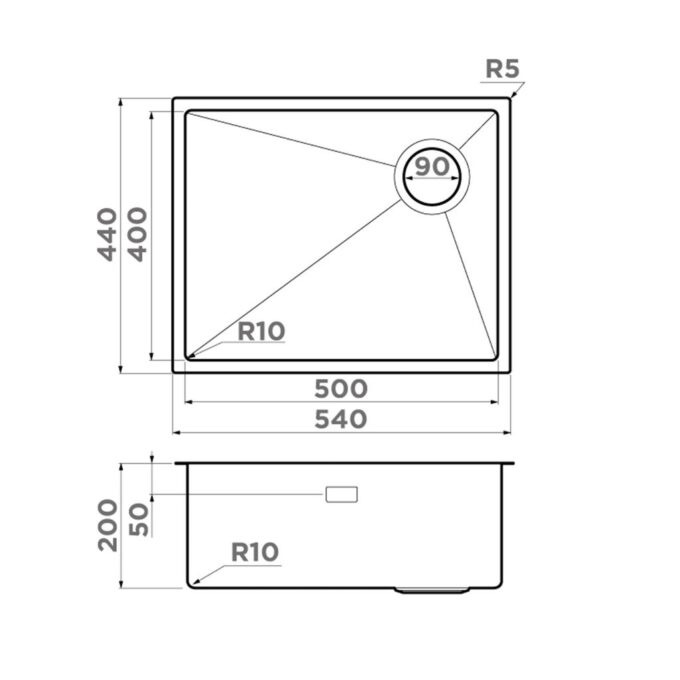 TAKI 54 U/IF LG Side Мойка стальная