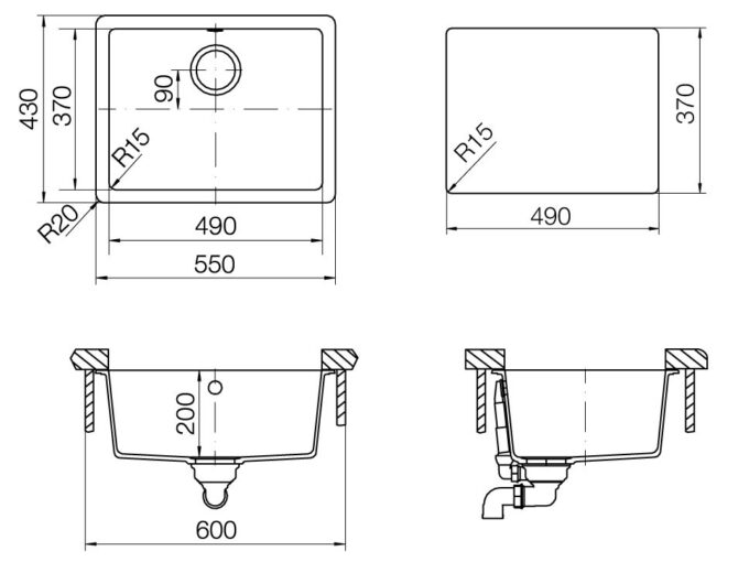 QUADRO 60U 701049U Мойка гранитная