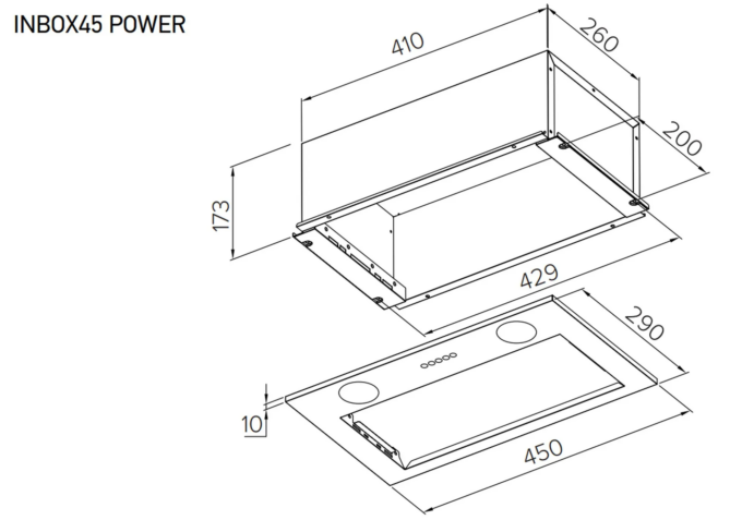 INBOX45BK POWER Вытяжка встраиваемая