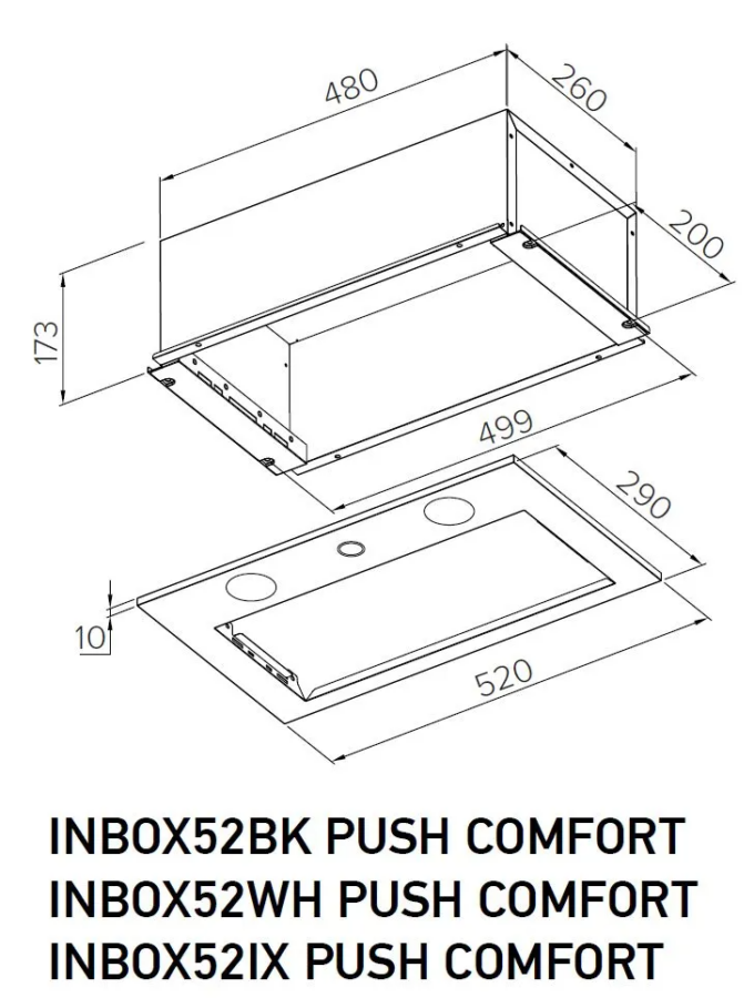 INBOX52IX PUSH COMFORT Вытяжка встраиваемая