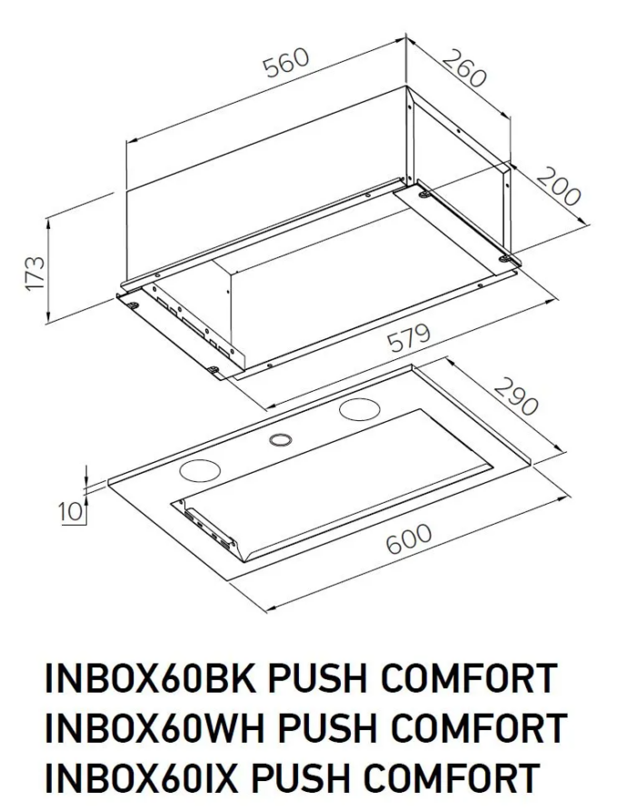 INBOX60IX PUSH COMFORT Вытяжка встраиваемая