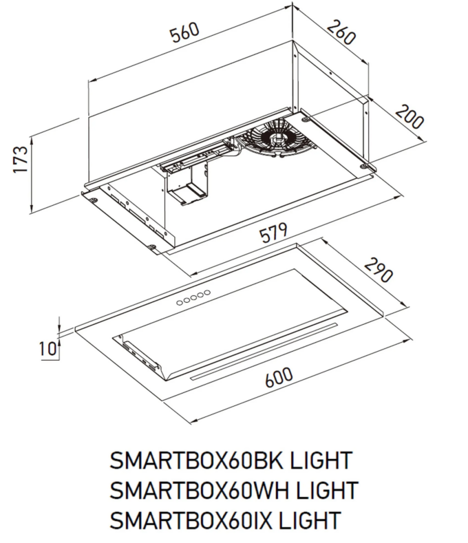 SMARTBOX60IX LIGHT Вытяжка встраиваемая