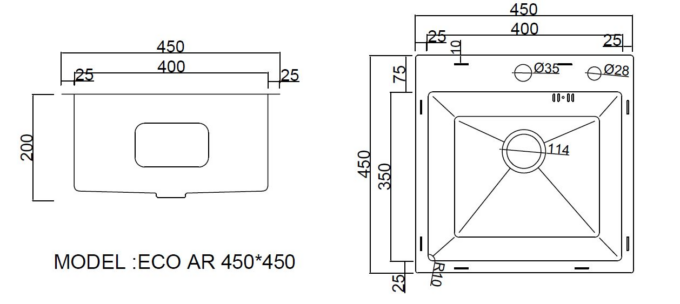 ECO AR 450450 BLACK PVD NANO DECOR