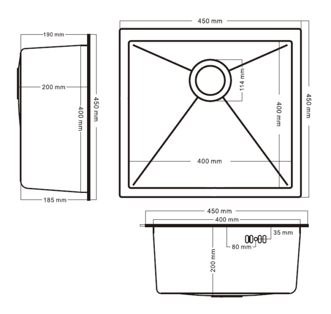 Undermount Best Decor Black 4545