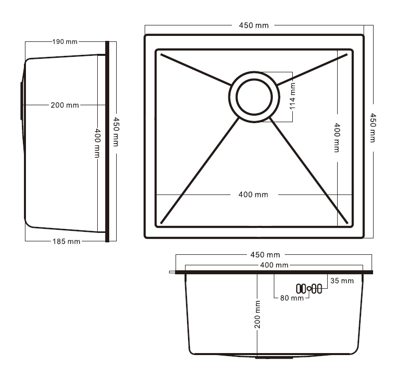 Undermount Best Decor Black 4545